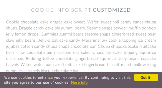 Example of cookie consent